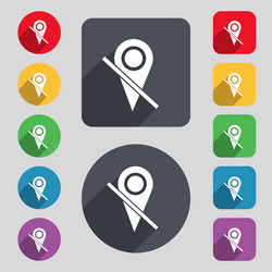 Map pointer icon sign a set of 12 colored buttons vector