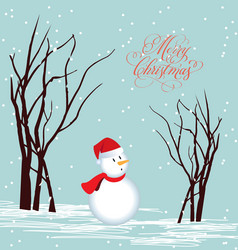 Merry christmas card snowman vector