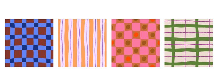 seamless patterns set with checkered and striped vector image