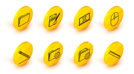 set line ruler folder settings with gears pencil vector image