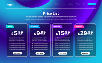 Ui user interface price list 02 vector