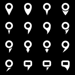 White map pointer icon set vector