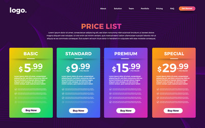 ui user interface price list 03 vector image