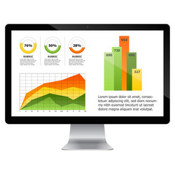 computer with statistics chart vector