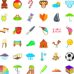 Fun thing icons set cartoon style vector