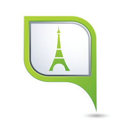 Map pointer with eiffel tower icon vector