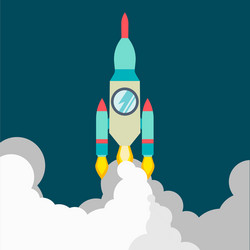 Rocket ship in a flat style vector