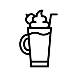 Strawberry milkshake beverage line style icon vector