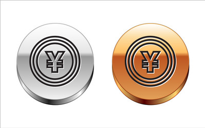 Black line coin money with yen symbol icon vector