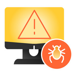computer with bug flat icon alert message vector