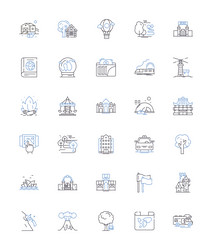 High adventure line icons collection thrilling vector