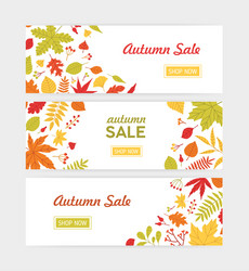 set autumn horizontal web banner templates vector