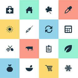 Set of simple harvest icons vector