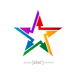 Abstract rainbow star design element with arrows vector