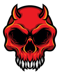 Detailed Red Demon Skull Vector Image