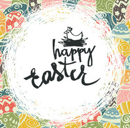 easter eggs pattern colorful background and happy Vector Image