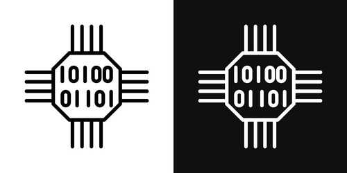 computation icon set cloud server processor vector image
