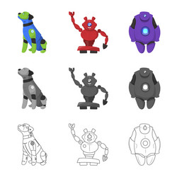 Design of robot and factory symbol set vector