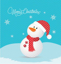 Merry christmas with snowman retro vector