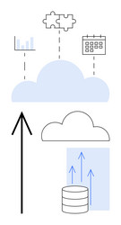 cloud computing concept with data integration vector image