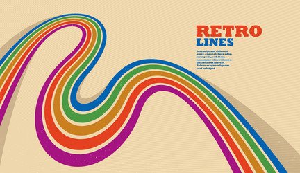 retro style abstract background with curve lines vector image