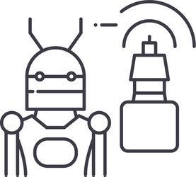 robot automation icon linear isolated vector image
