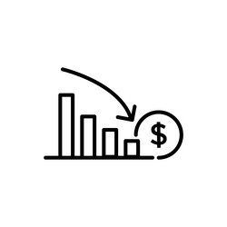 Graph down reduce progress line icon simple vector