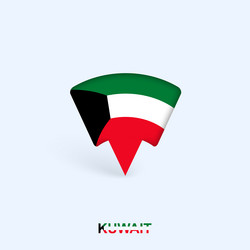 kuwait flag map pointer design with shadow vector image