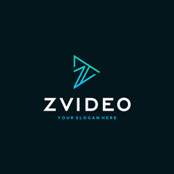 Flat simple letter mark initial zvideo logo design vector