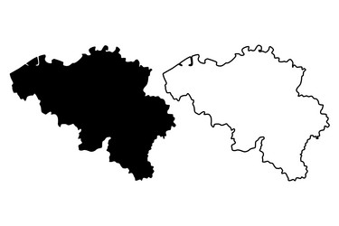 map of belgium silhouette flat and outline design Vector Image