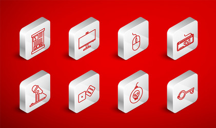 set line ancient key for game computer monitor vector image