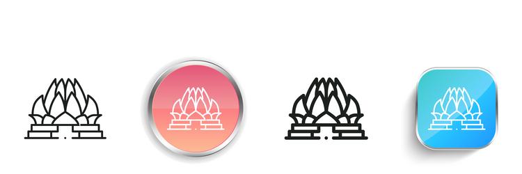 lotus temple icon thin linear regular and button vector image