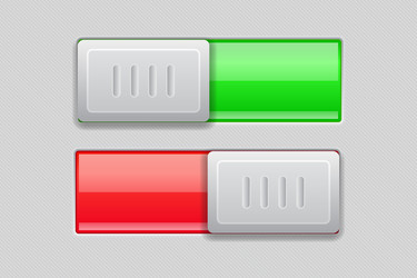 on and off toggle switch buttons red green 3d vector image