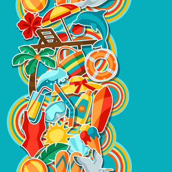 seamless pattern with summer and beach objects vector image