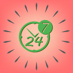 character 24 7 open hours a day and days vector image