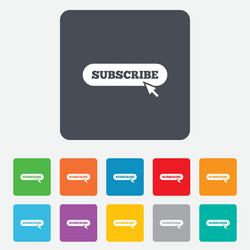 subscribe with cursor pointer icon membership vector image