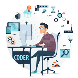coding round composition vector image