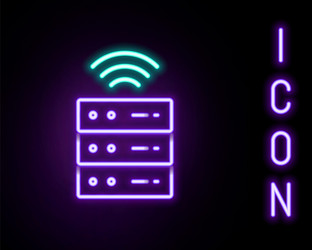 glowing neon line smart server data web hosting vector image