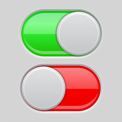 on and off toggle switch buttons red green 3d vector image