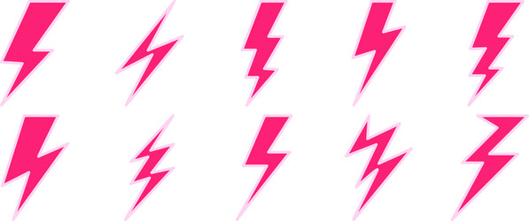 Set of lightning bolt electricity and storm icon vector