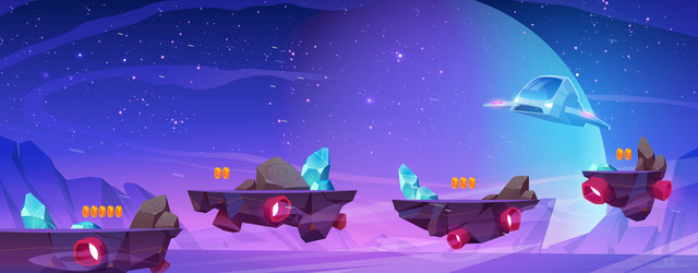 arcade game level platforms in outer space vector image