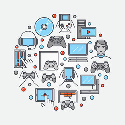 gamers round flat Vector Image