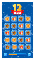 mobile game screen with 12th level banner winter vector