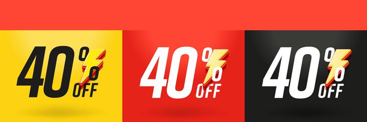 40 percent off flash sale discount offer vector