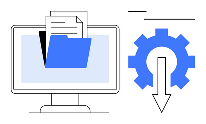 digital file management concept with folder vector image