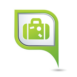 Map pointer with suitcase icon vector