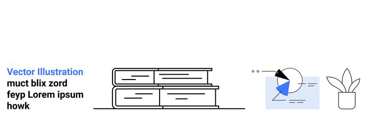 minimalist bookstack data chart and potted plant vector image