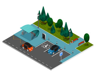 city constructor elements isometric concept vector