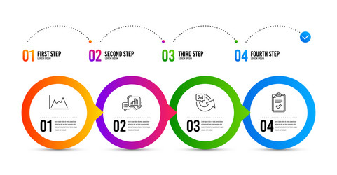 graph chart 24 hours and diagram icons set vector