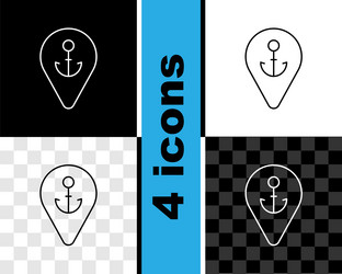 set line map pointer with anchor icon isolated vector image